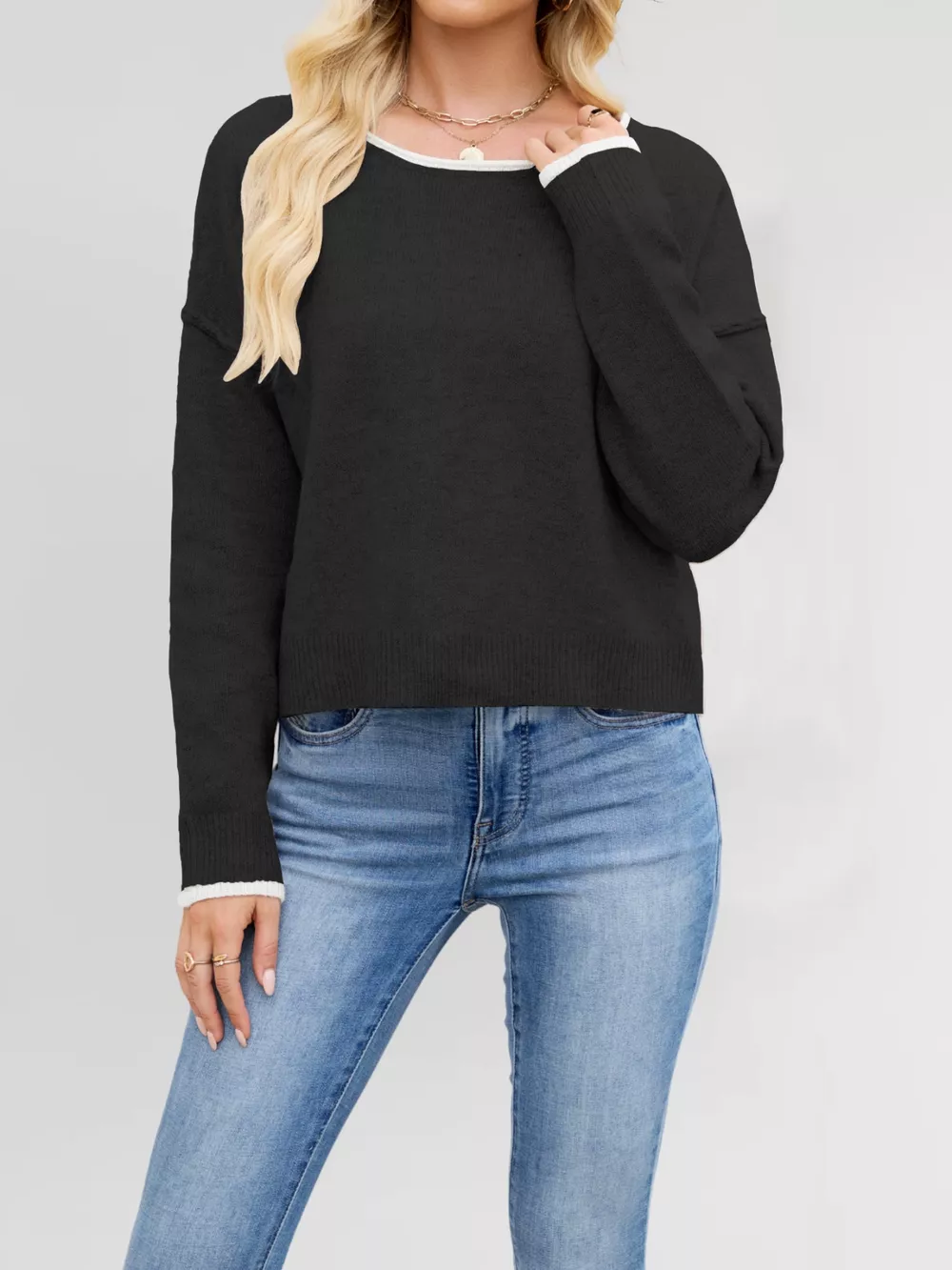 Round Neck Dropped Shoulder Sweater, image 22