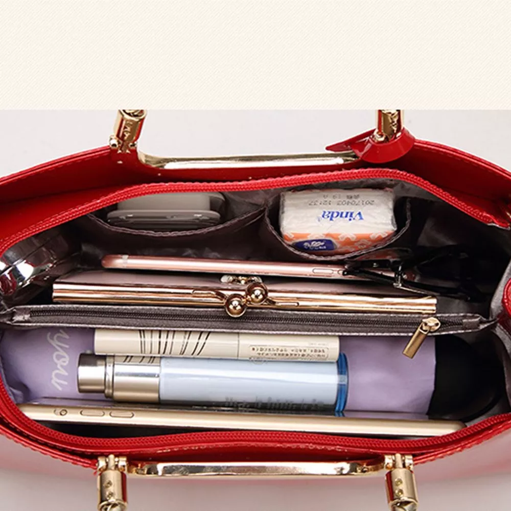 Patent Leather Handbag with Top Handle, image 7