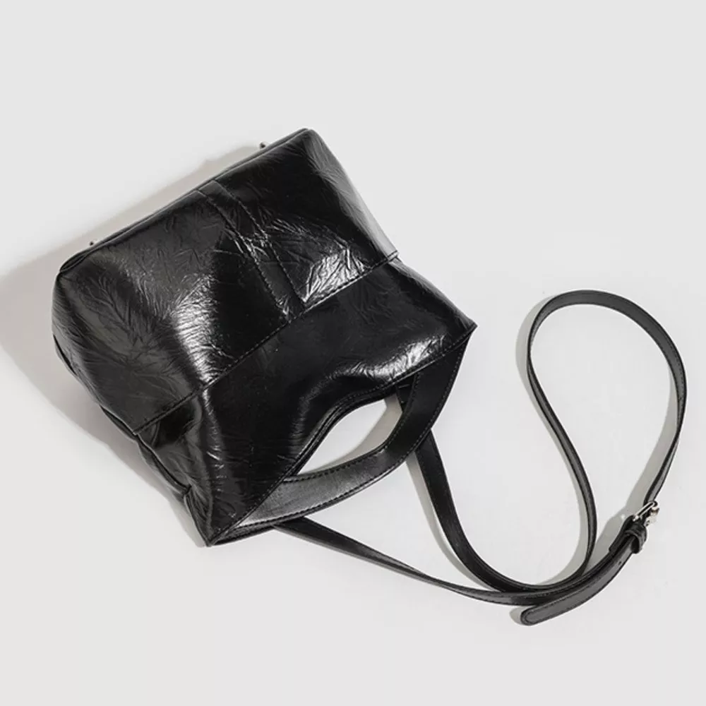 Glossy Patent Leather Minimalist Tote Handbag, image 2