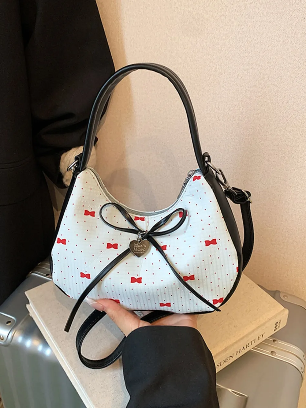 Printed Bow Shoulder Bag, image 10