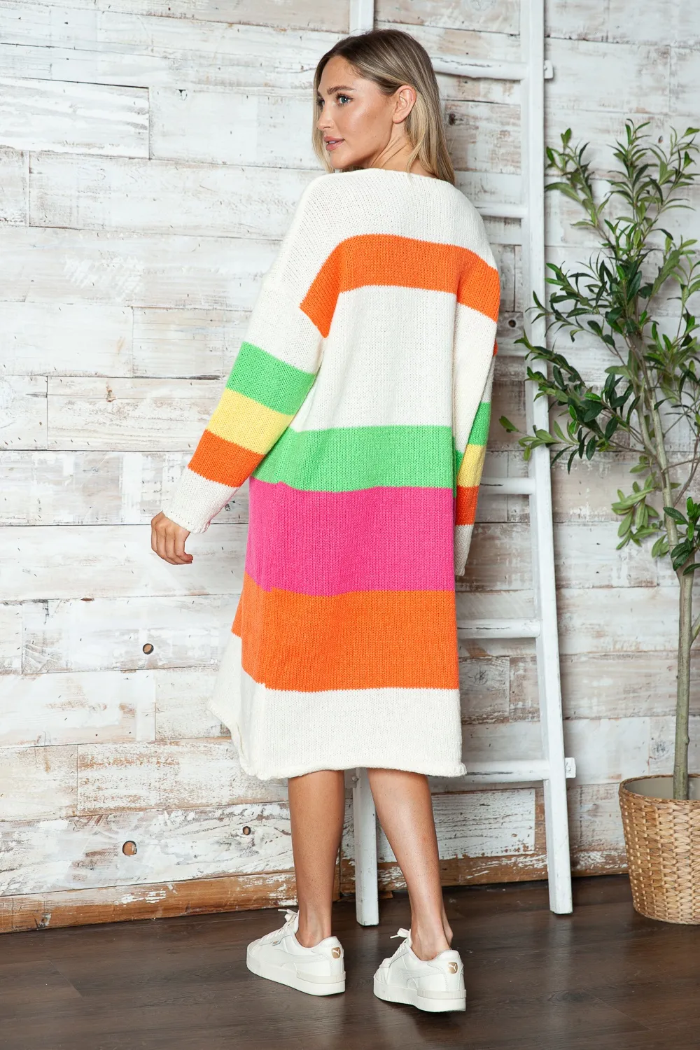 Color Block V-Neck Long Sleeve Sweater Dress, image 11