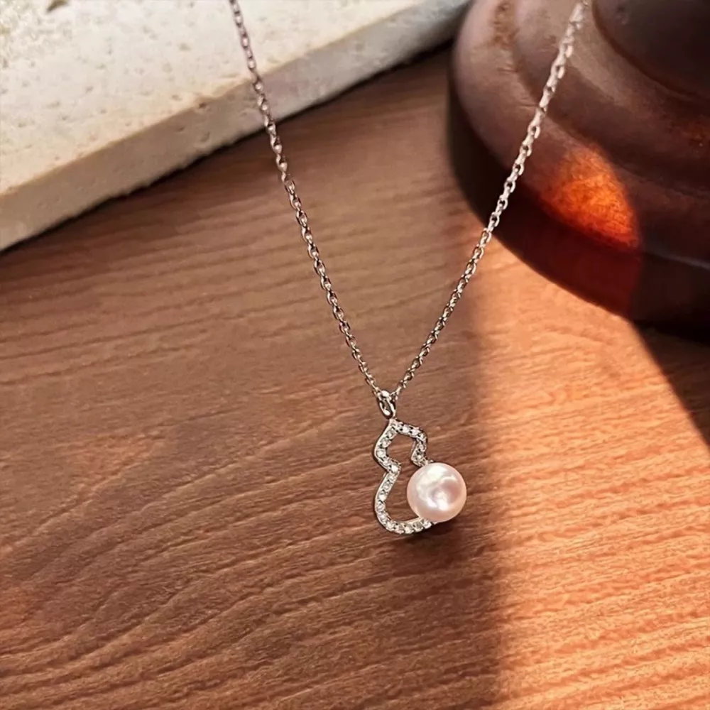 925 Sterling Silver Gourd Pearl Necklace, image 4