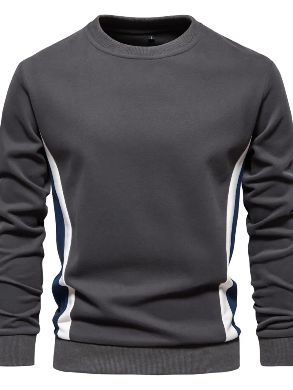 Men's Side Striped Contrast Round Neck Sweatshirt, image 10