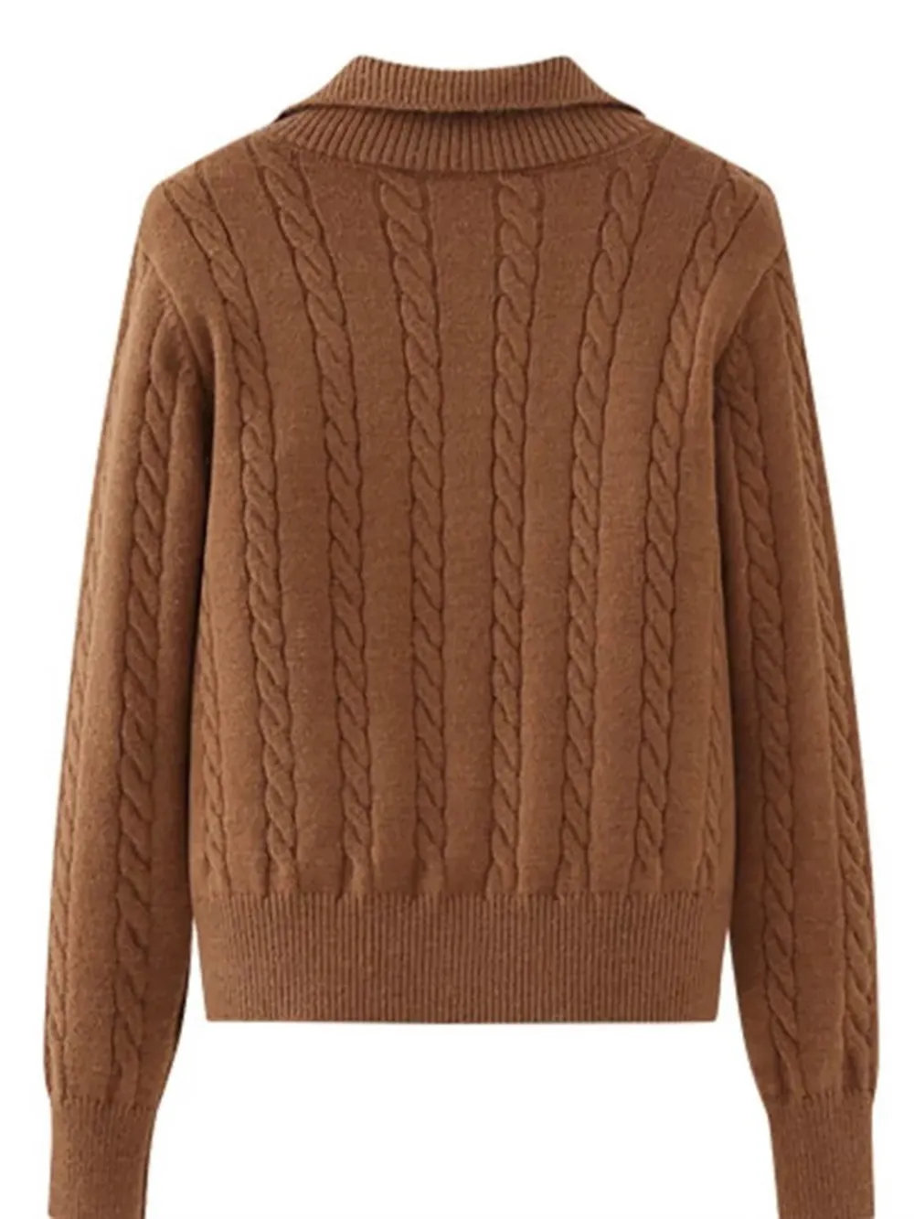 Cable-Knit Half Zip Long Sleeve Sweater, image 10