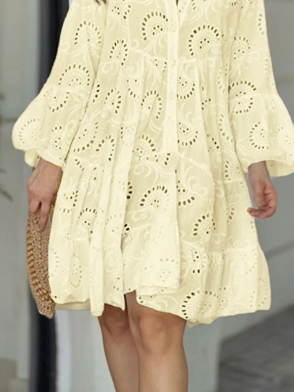 Full Size Eyelet Ruffled Hem Tiered Dress Plus Size, image 11