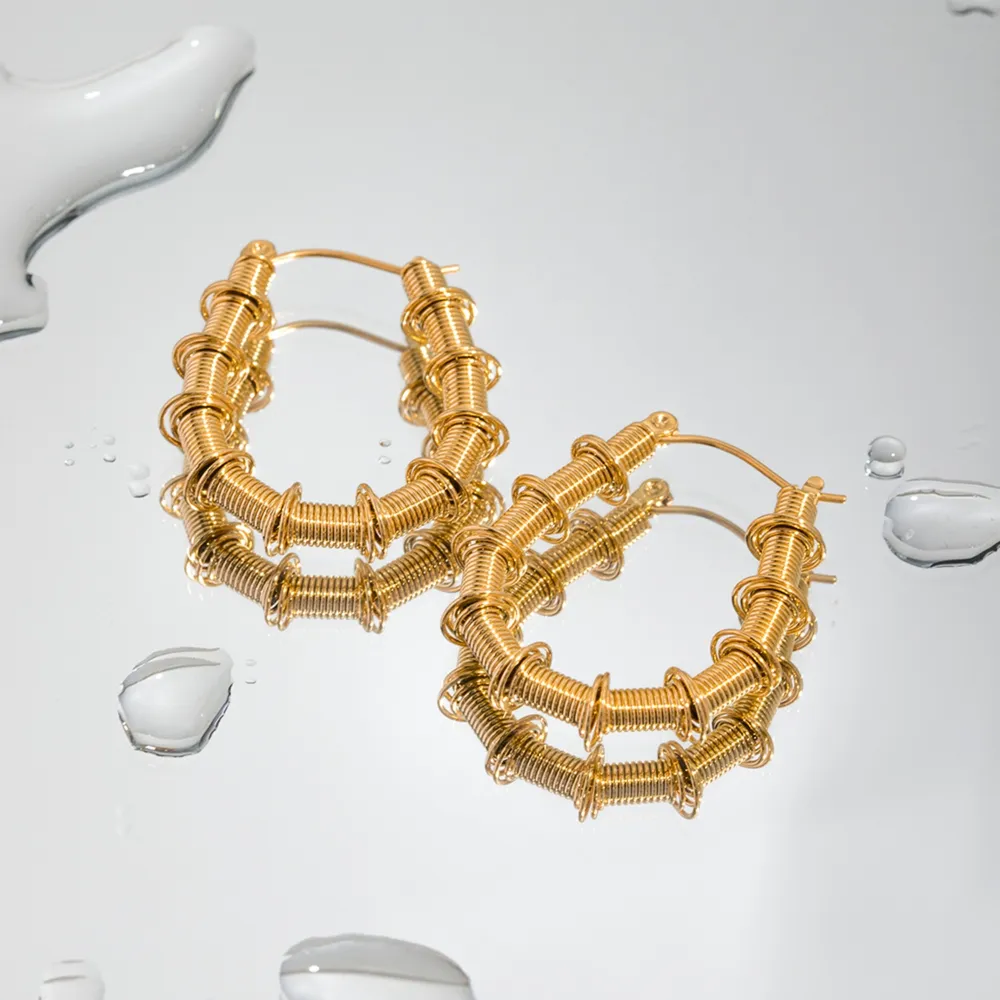 Gold-Plated Stainless Steel Hoop Earrings, image 4