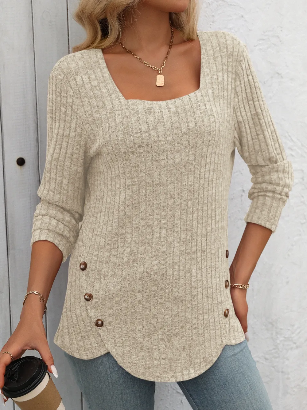 Square Neck Long Sleeve T-Shirt, image 11