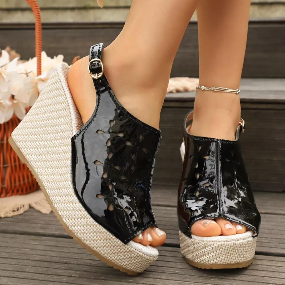Peep Toe Wedge Sandals, image 3