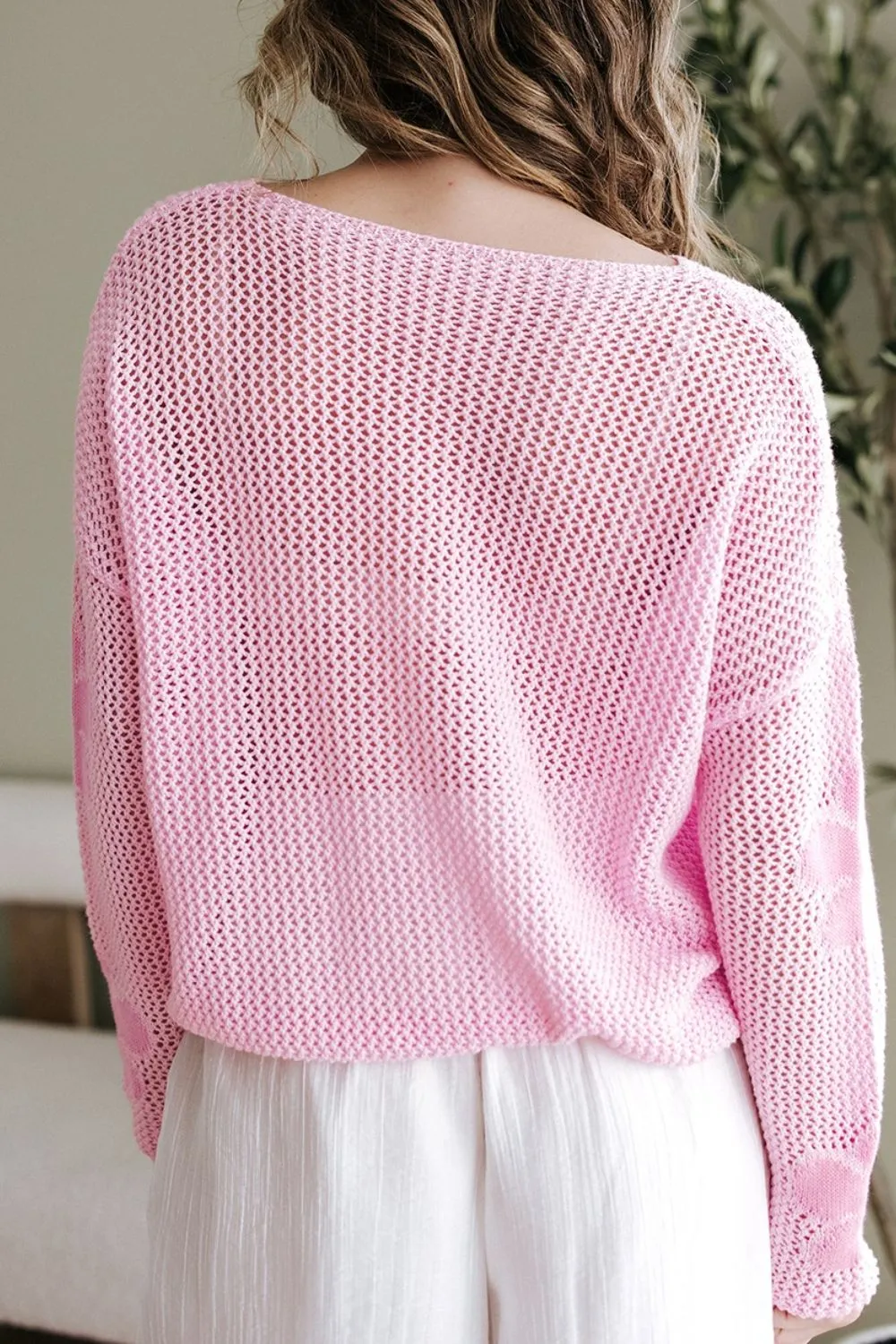 Openwork Round Neck Floral Knit Cover Up, image 8