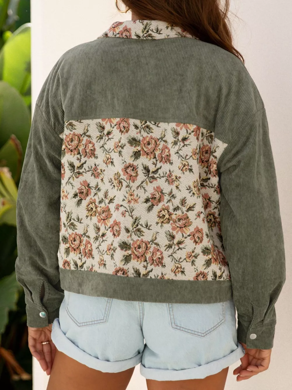 Floral Snap Down Corduroy Jacket, image 6