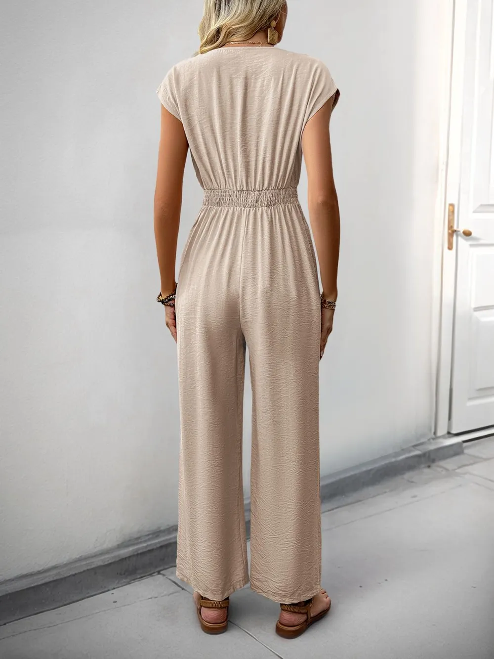 V-Neck Wide Leg Jumpsuit, image 3