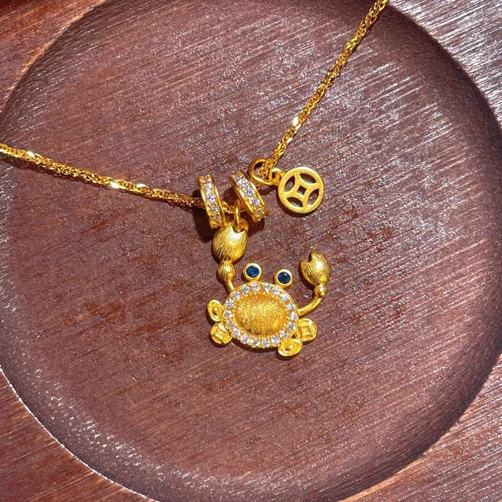 18K Gold-Plated Crab Pendant Necklace, image 3