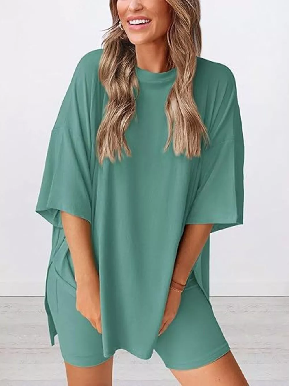 Full Size Half Sleeve T-Shirt and Shorts Set Plus Size, image 12