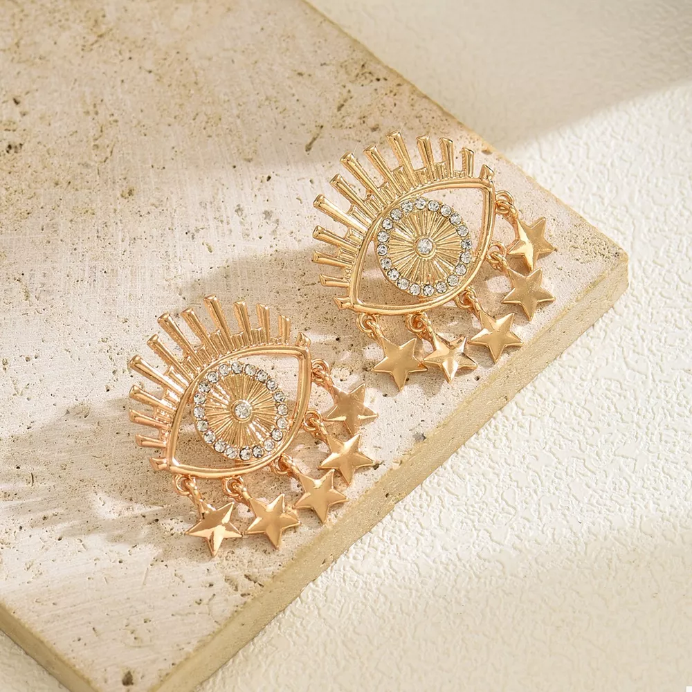 18K Gold-Plated Evil Eye Star Earrings, image 4