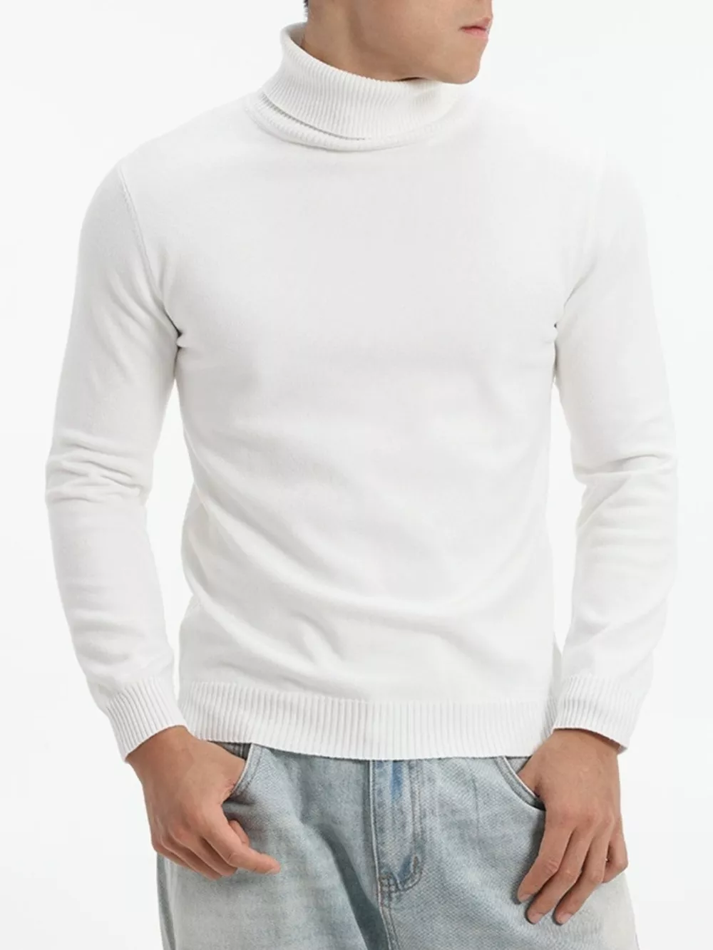 Men's Plus Size Turtleneck Long Sleeve Sweater, image 4