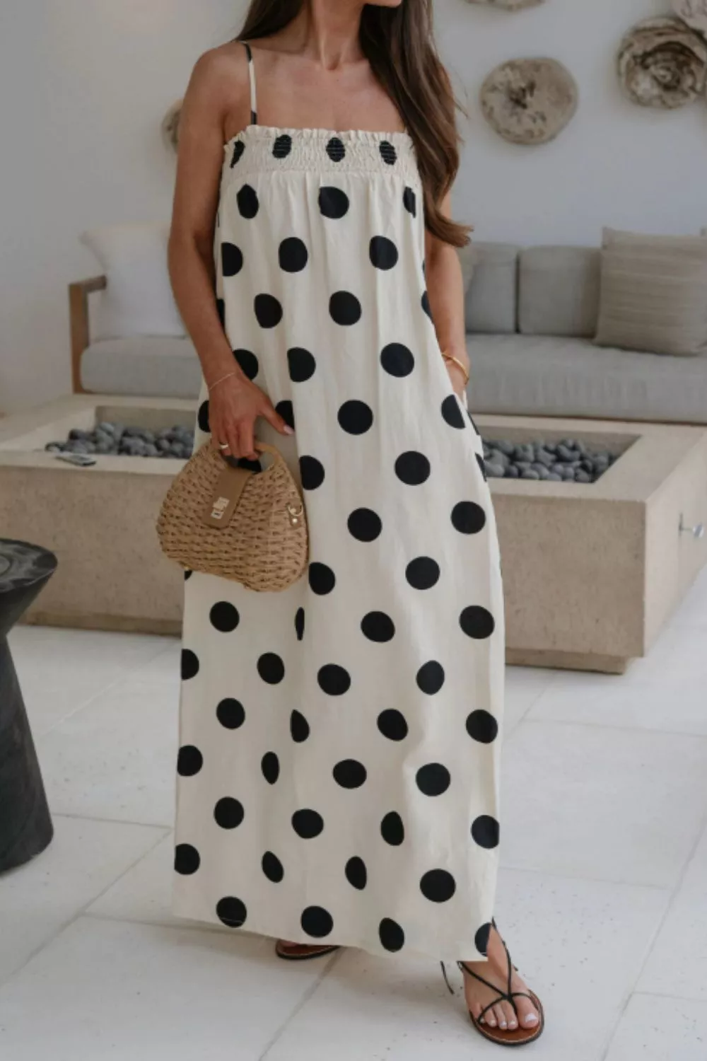 Polka Dot Spaghetti Straps Maxi Dress, image 6