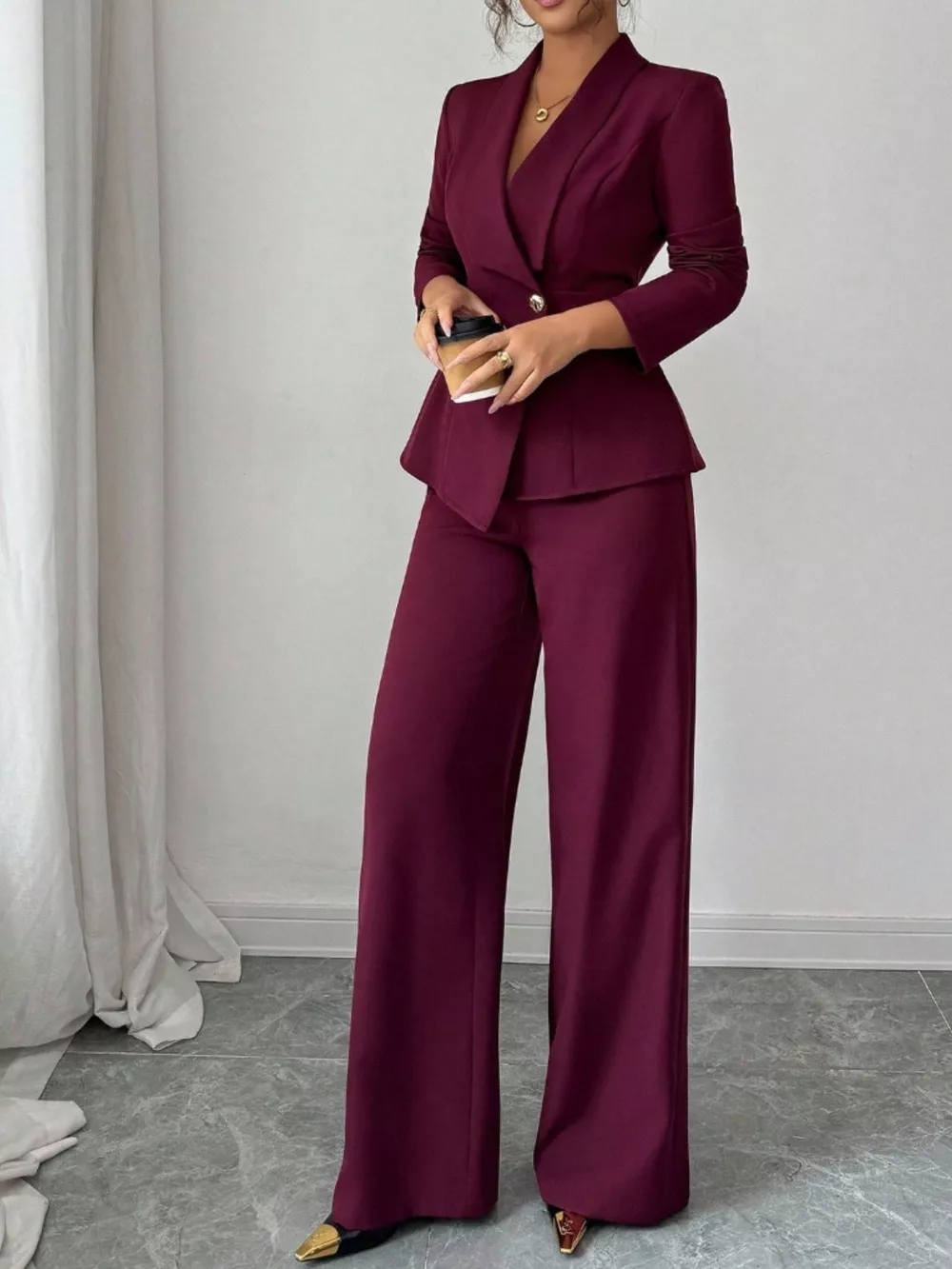 One Button Blazer and Pants Set, image 15