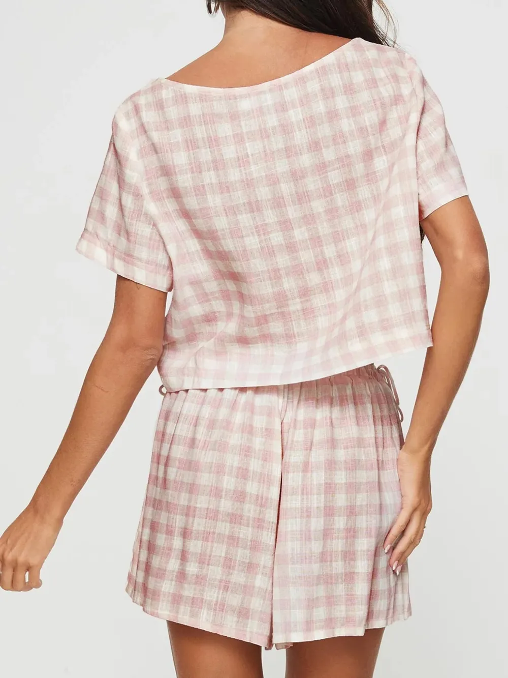 Gingham Check Top and Shorts Two-Piece Casual Set, image 3