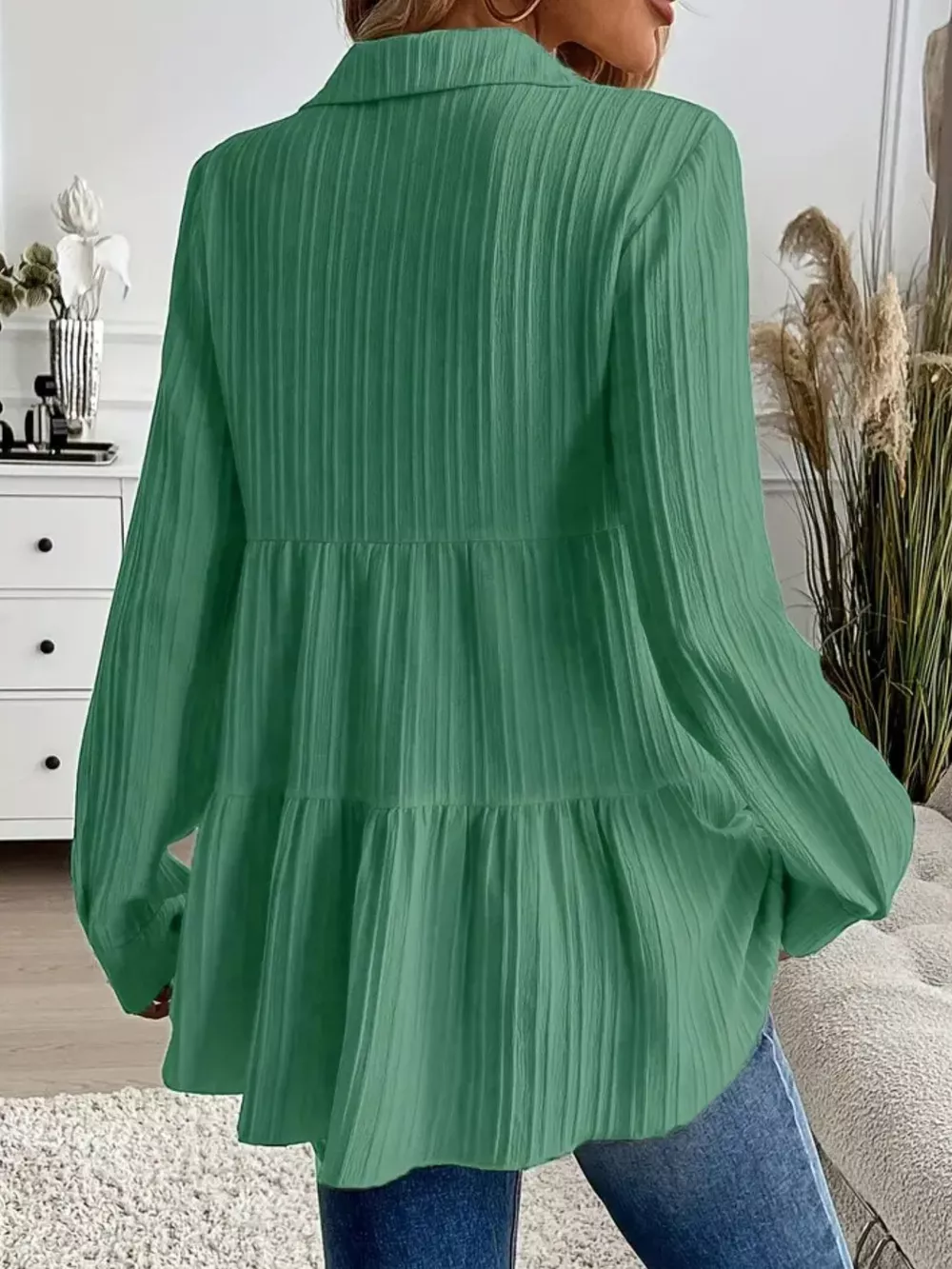 Button-Down Long Sleeve Tiered Shirt, image 19