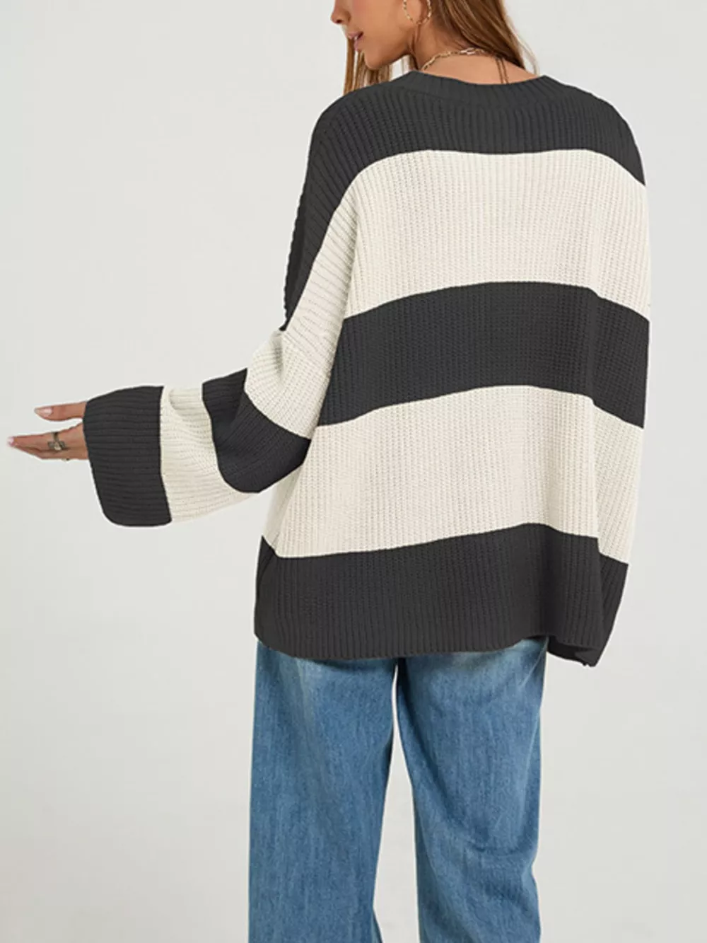 Color Block Striped Button-Up Cardigan, image 7