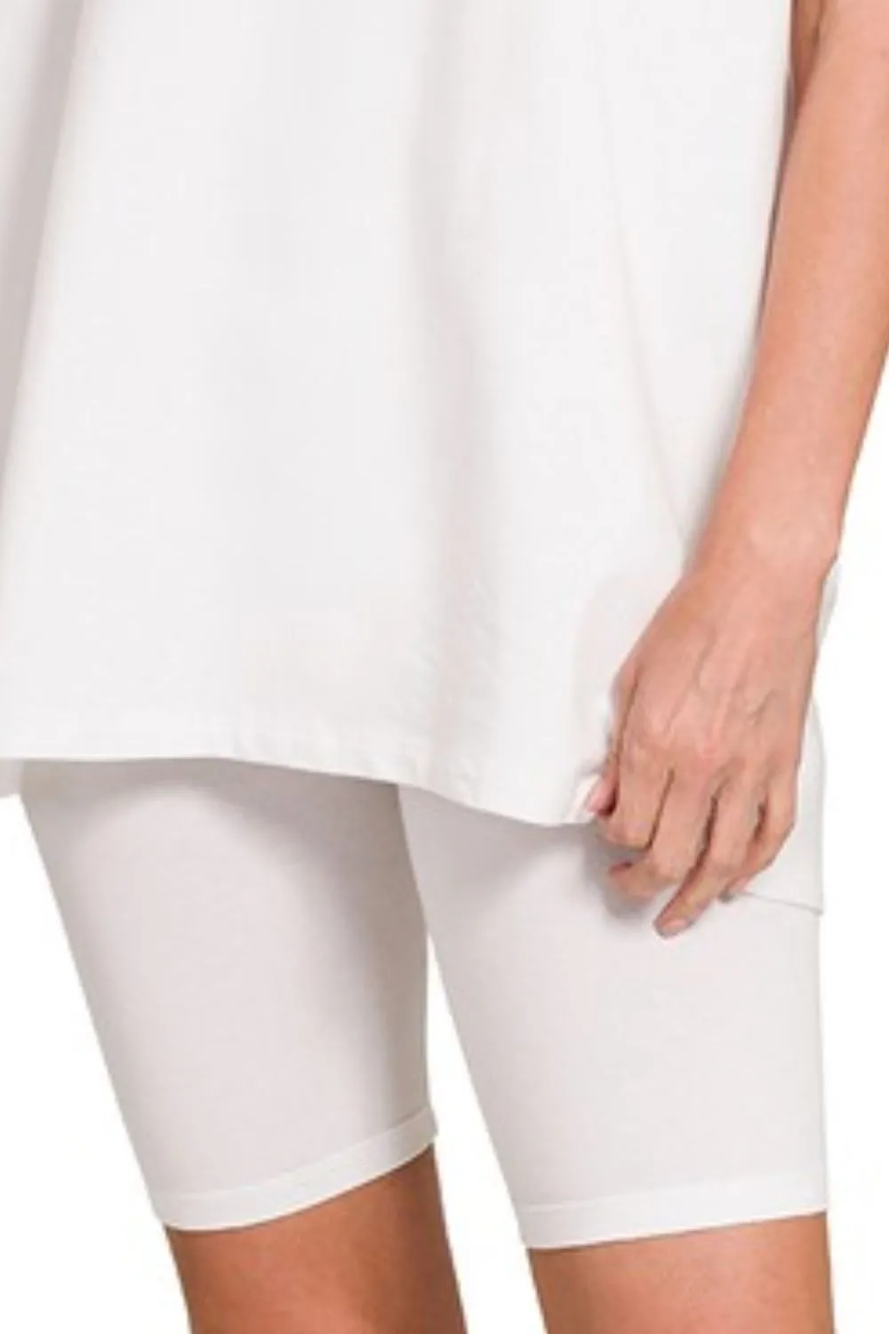 Cotton Round Neck Top & Biker Shorts, image 3