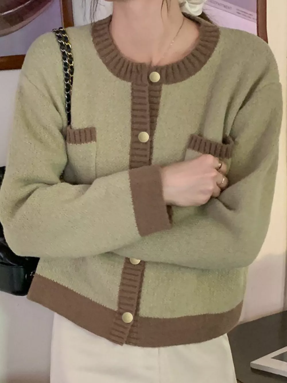 Contrast Trim Button Up Cardigan, image 6