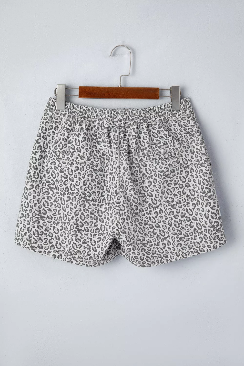 Leopard Print Elastic Waist Denim Shorts, image 4