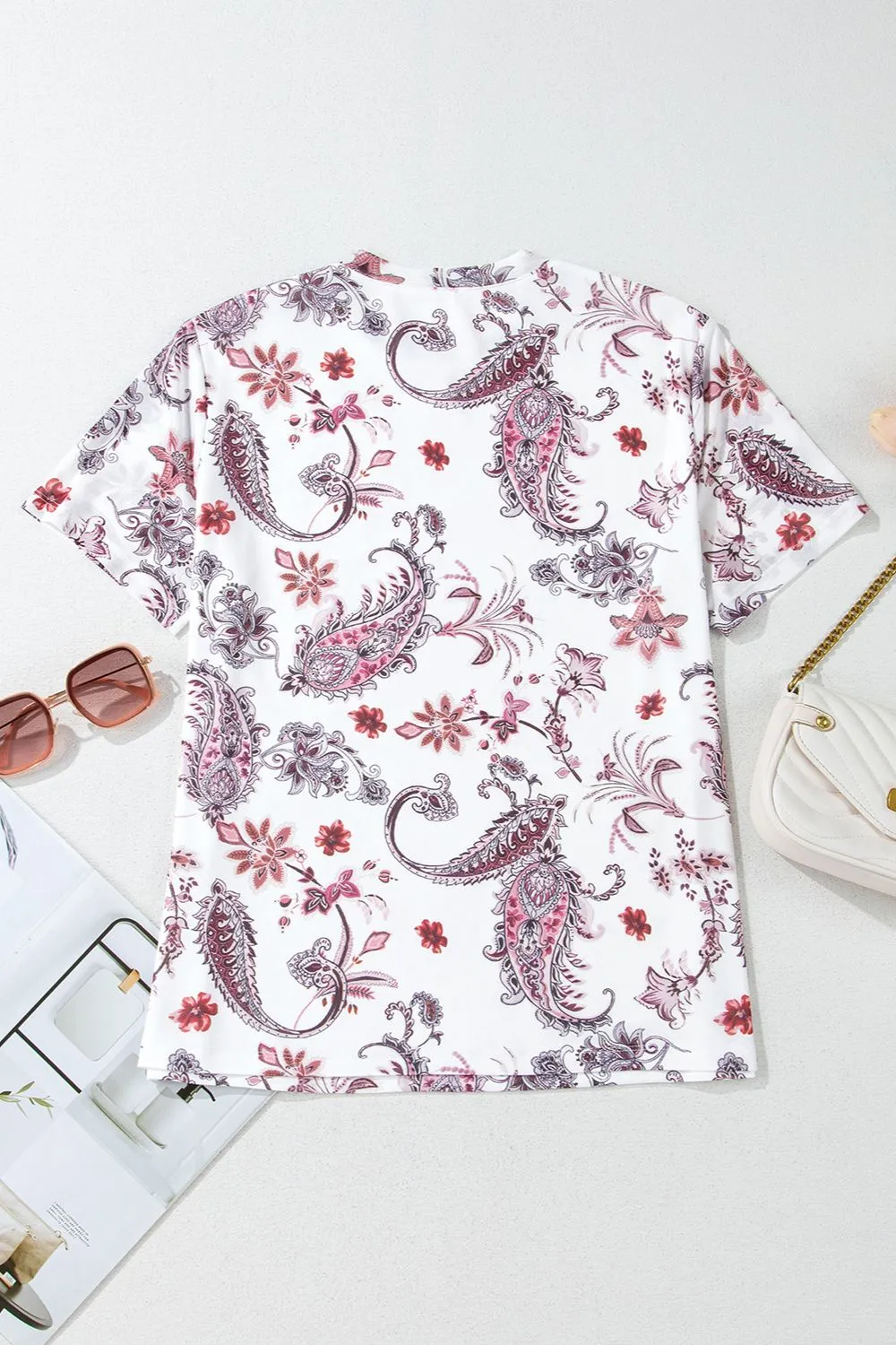 Paisley Mock Neck T Shirt, image 5