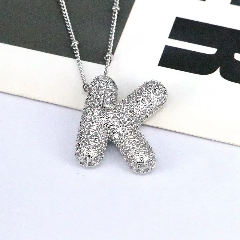 Copper Inlaid Zircon Letter Pendant Necklace, image 7
