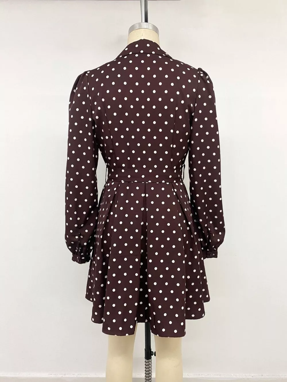 Polka Dot Long Sleeve Shirt Dress, image 9