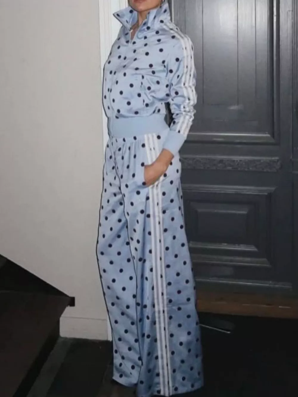 Polka Dot Side Striped Outerwear and Pants Set, image 9