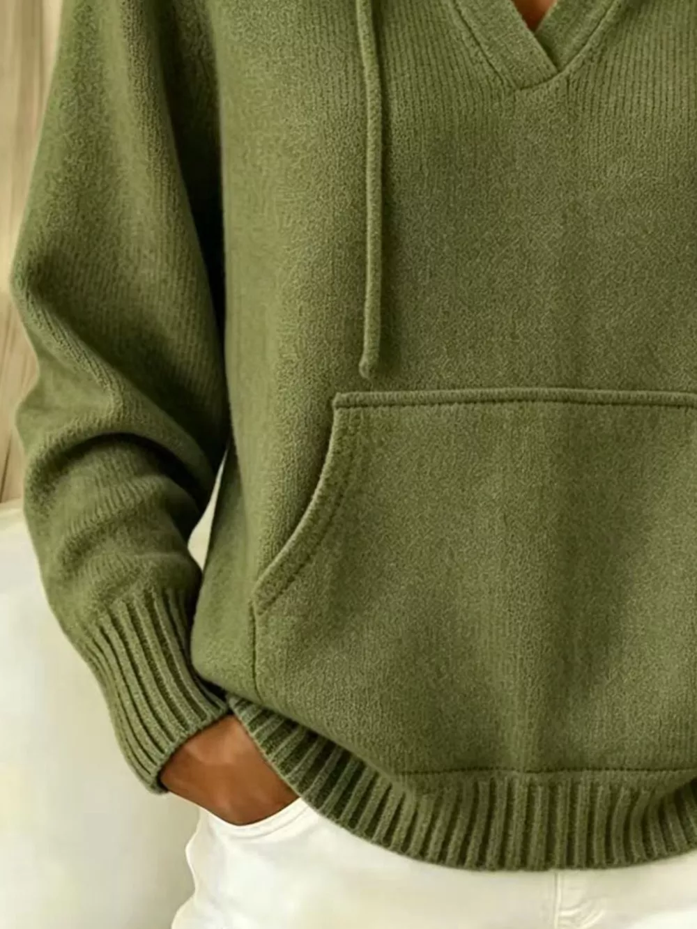 Drawstring Kangaroo Pocket Hooded Sweater, image 13