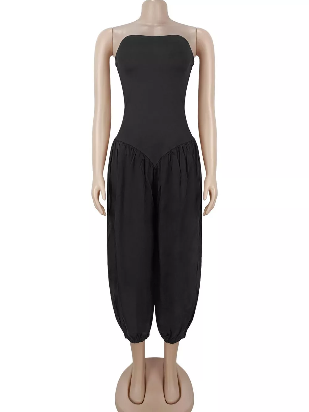 Strapless Ruched Wide-Leg Jumpsuit, image 10