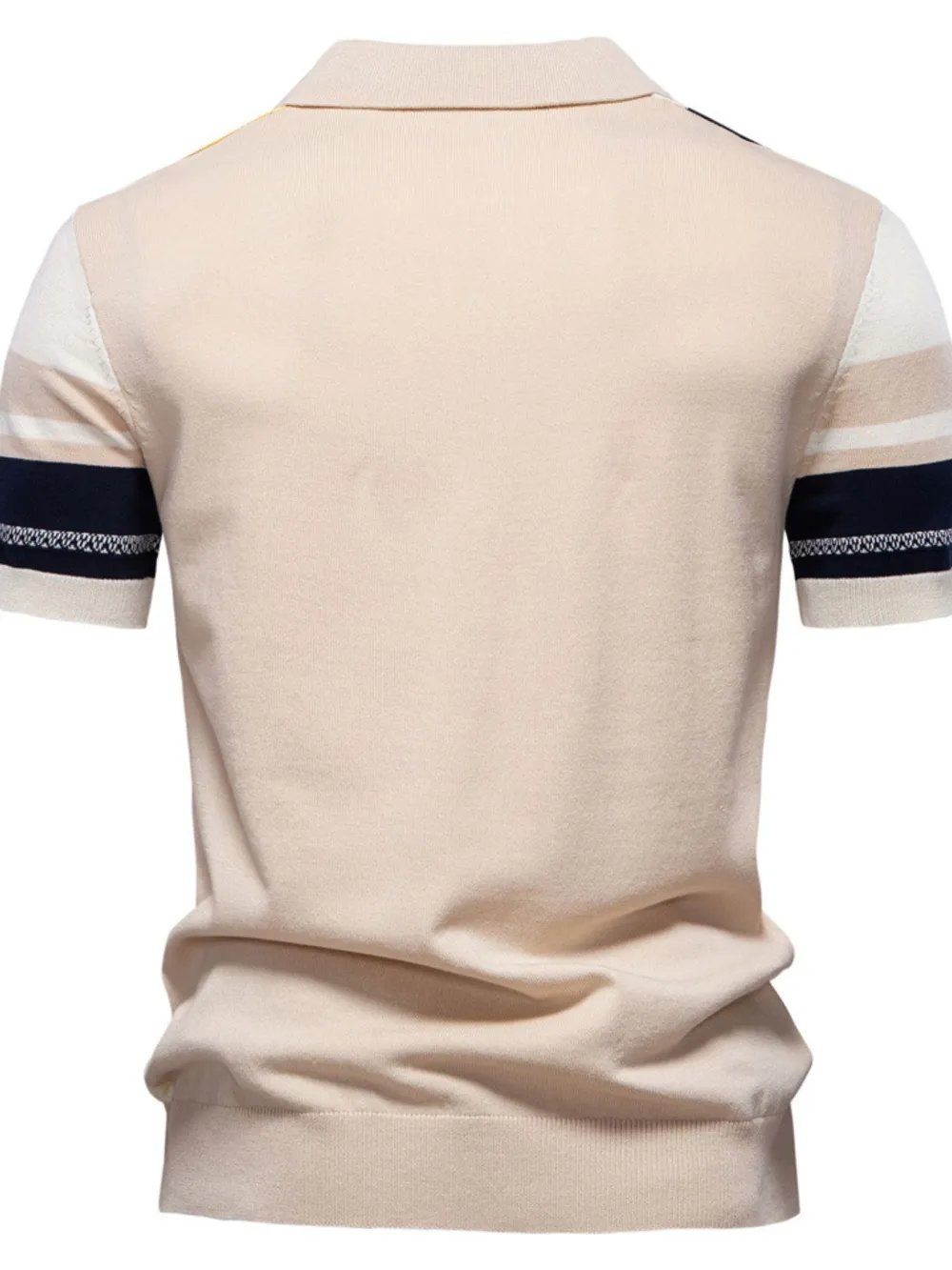 Men's Contrast Striped Knit Polo Shirt, image 2