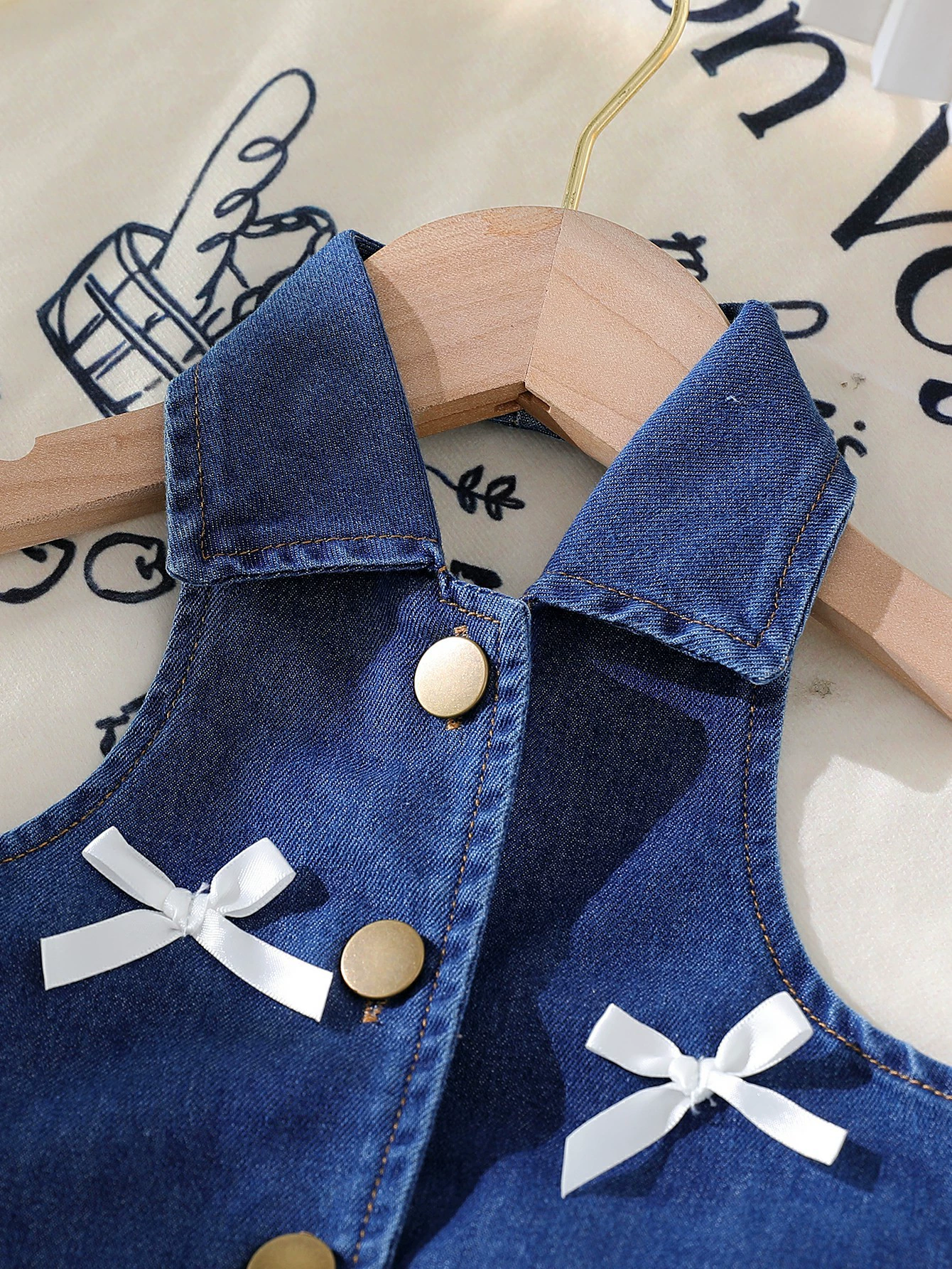 Children's Button UP Vest and Skirt Denim Set, image 3
