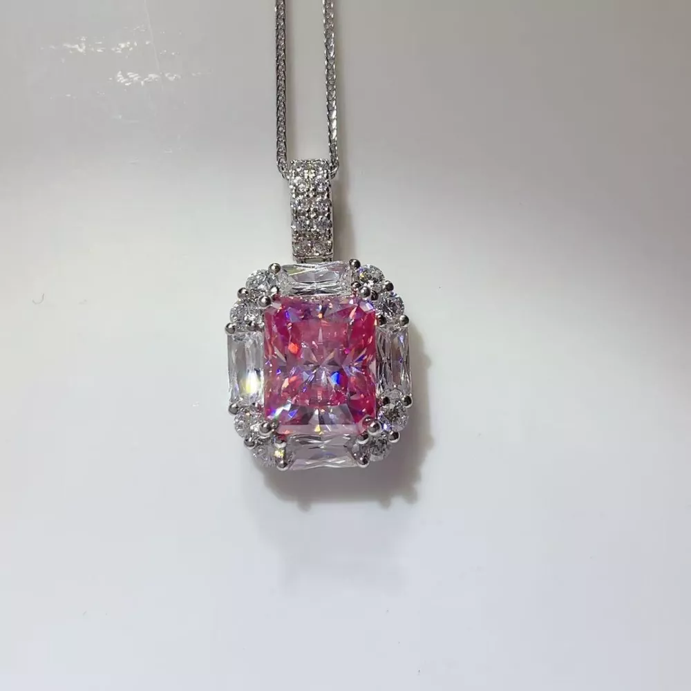 5 Carat Moissanite 925 Sterling Silver Pendant Necklace, image 3