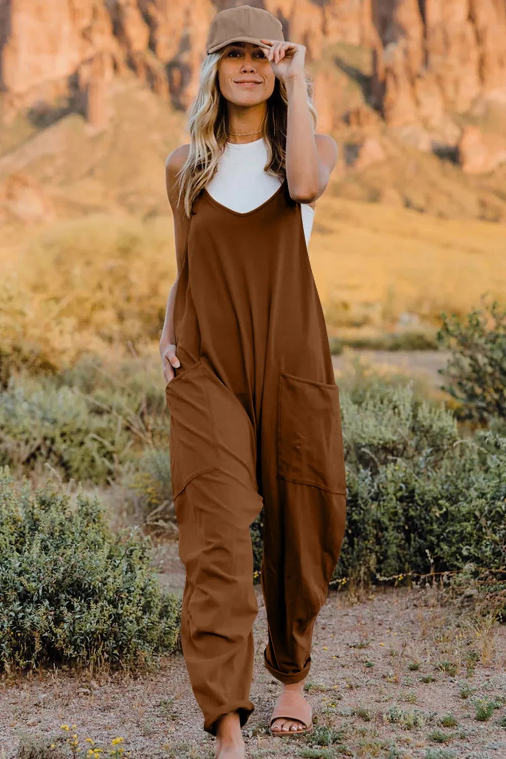 Full Size V-Neck Sleeveless Jumpsuit with Pockets, image 11