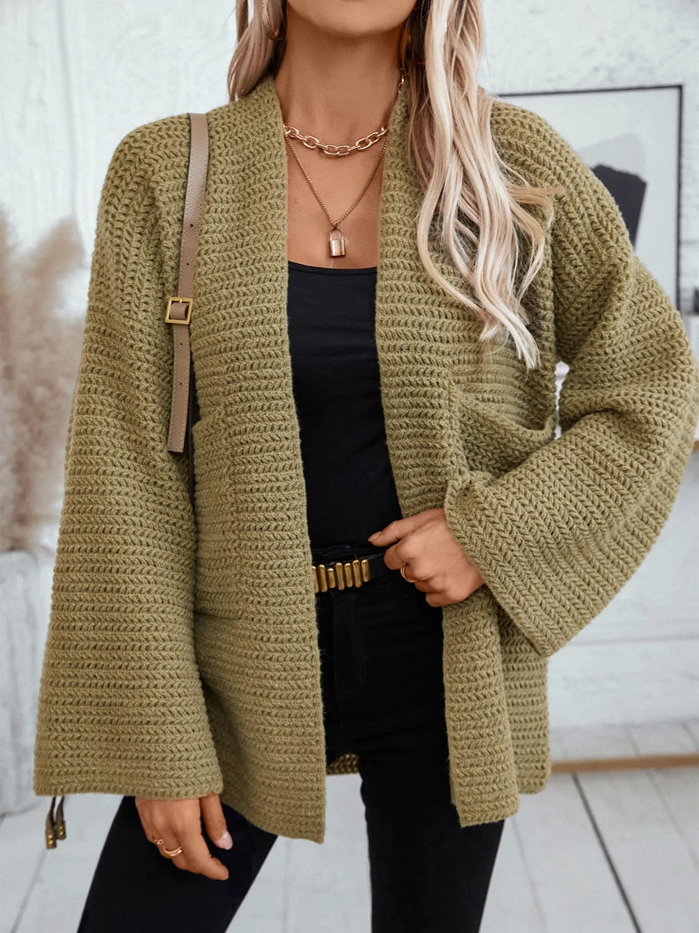 Open Front Long Sleeve Cardigan, image 2