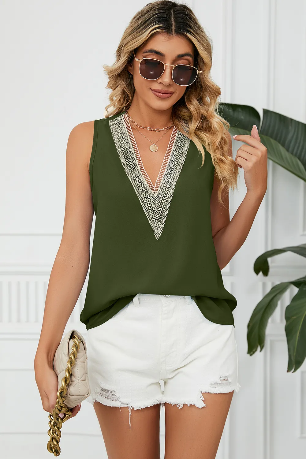 V-Neck Wide Strap Tank, image 19