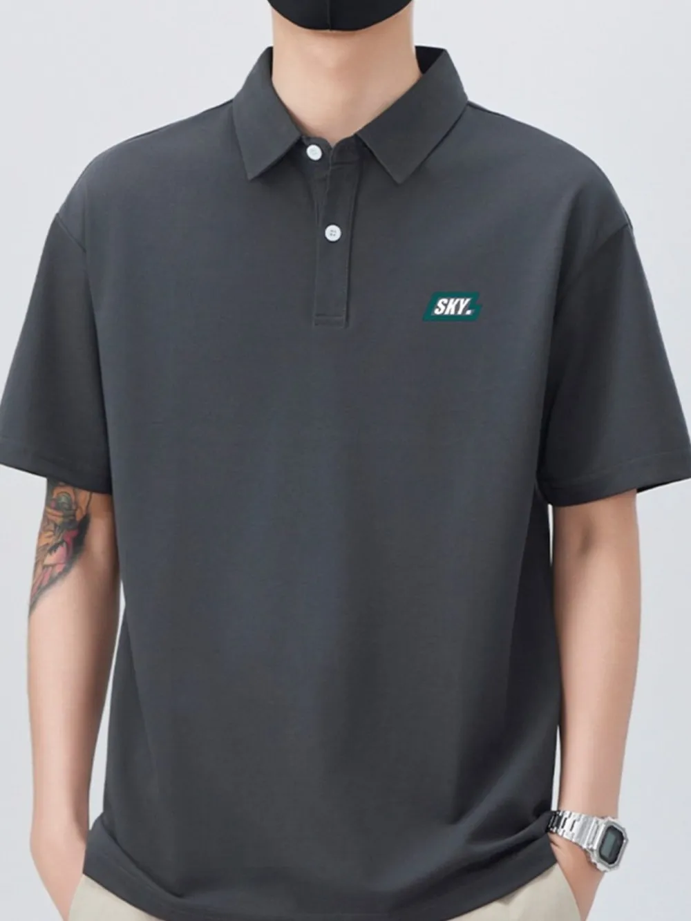 Men's Plus Size Button Detail Short Sleeve Polo, image 6
