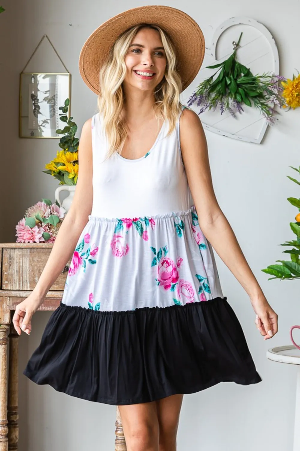 Full Size Scoop Neck Frill Tiered Dress, image 5