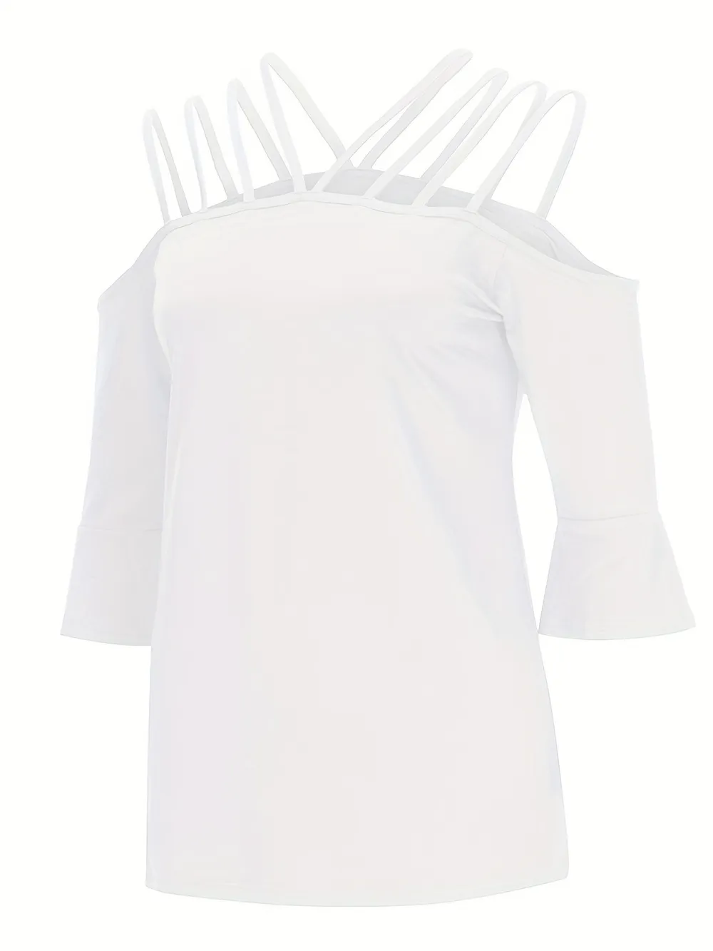 Full Size Cold Shoulder Three-Quarter Sleeve Blouse, image 10