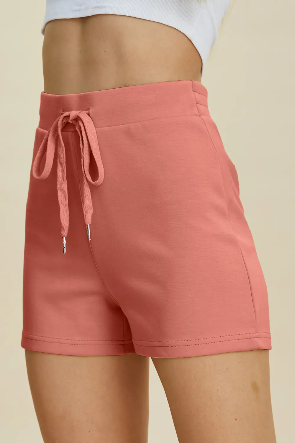 Full Size Air Scuba Drawstring High Waist Shorts, image 3
