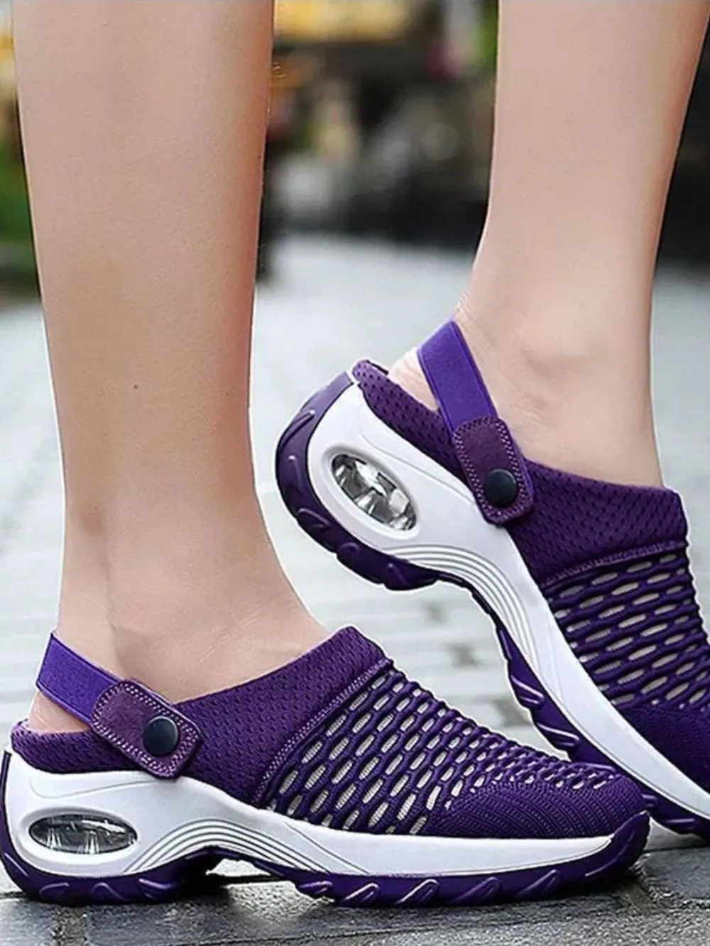Mesh Round Toe Wedge Sandals, image 6