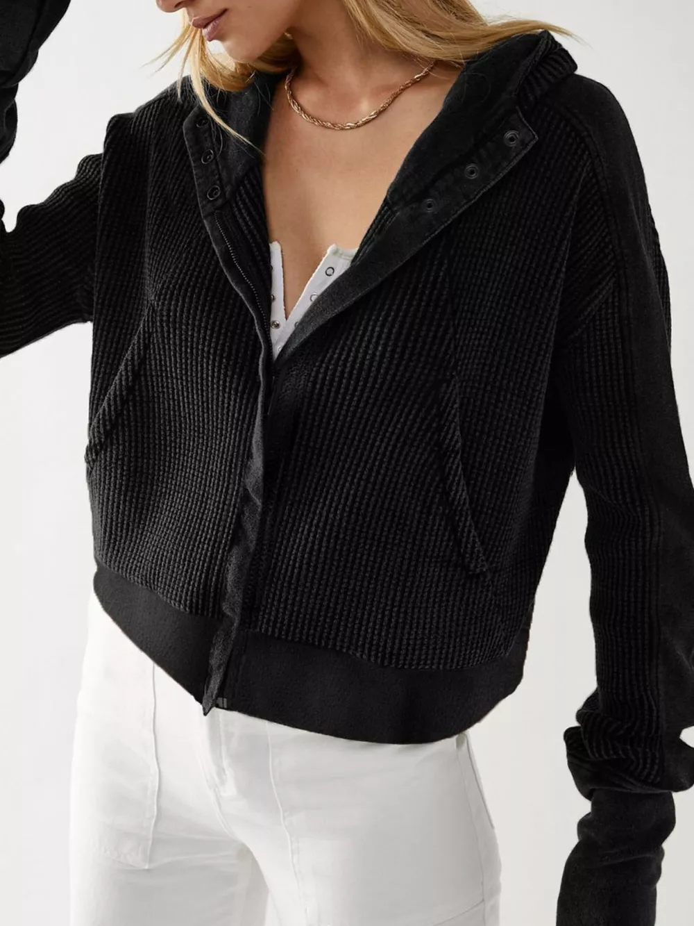 Waffle Knit Zip-Up Jacket, image 13