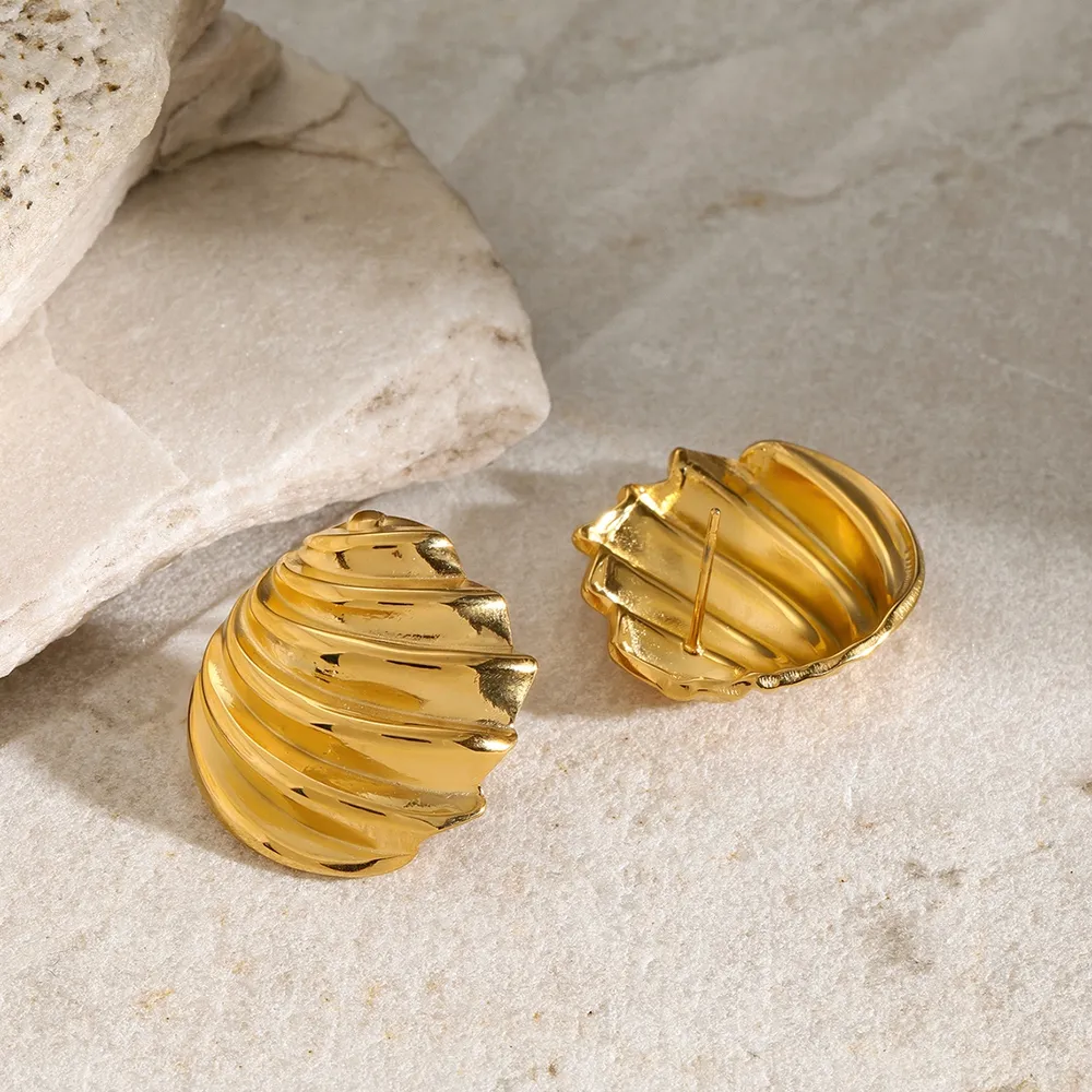 Stainless Steel Shell Shape Stud Earrings, image 4