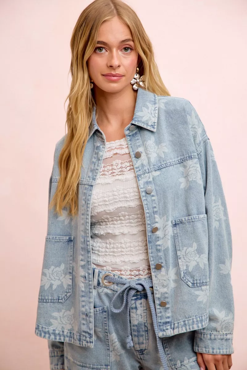 BiBi Printed Washed Denim Jacket With Pocket, image 5