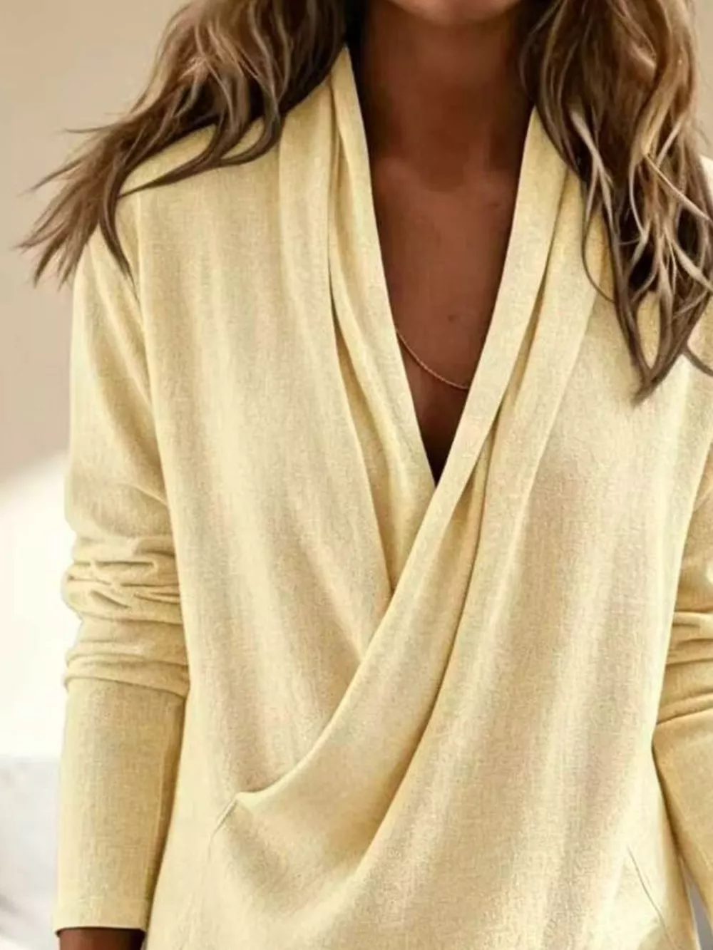 Full Size Wrap-Front Long Sleeve Blouse Plus Size, image 12