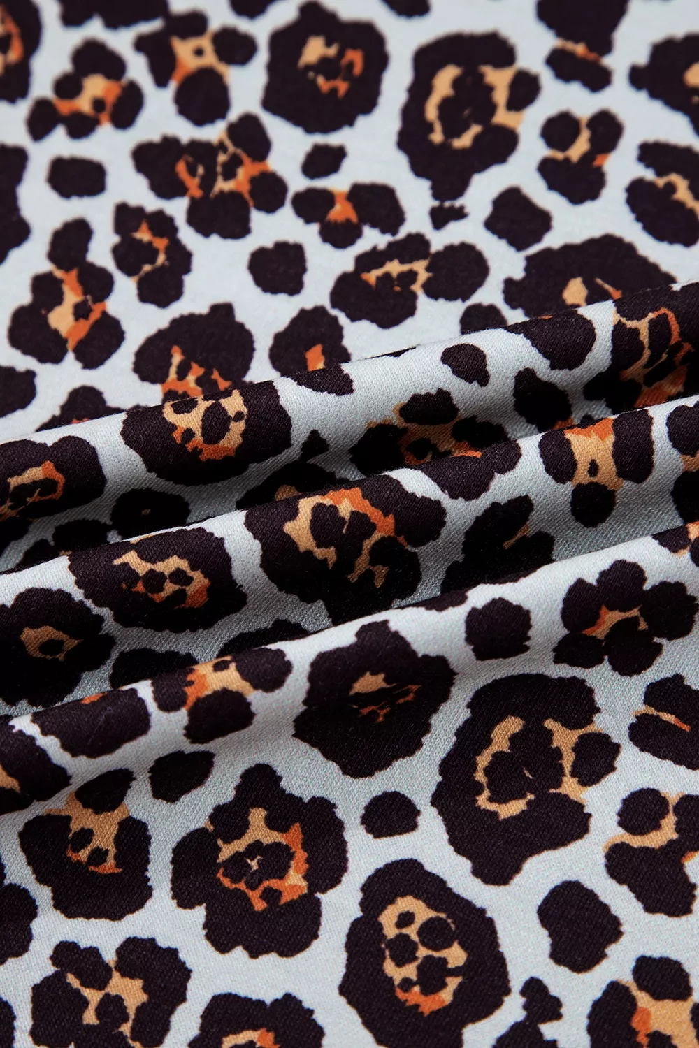 Leopard Floral Print Ribbed Puff Sleeve Patchwork Loose Sweatshirt, image 10