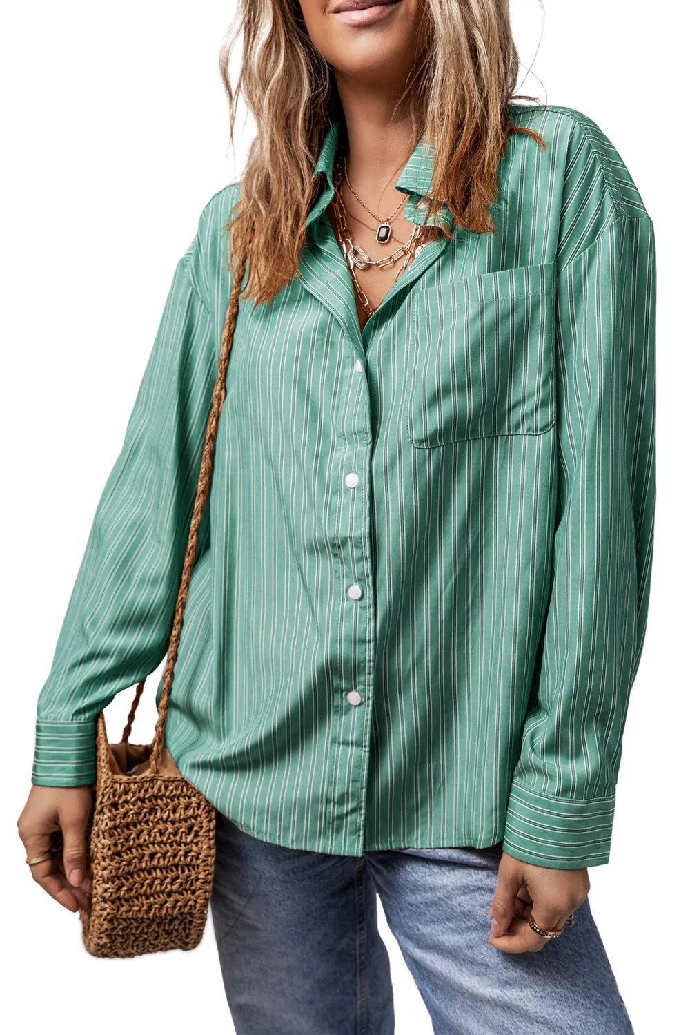 Striped Button Up Long Sleeve Shirt, image 14